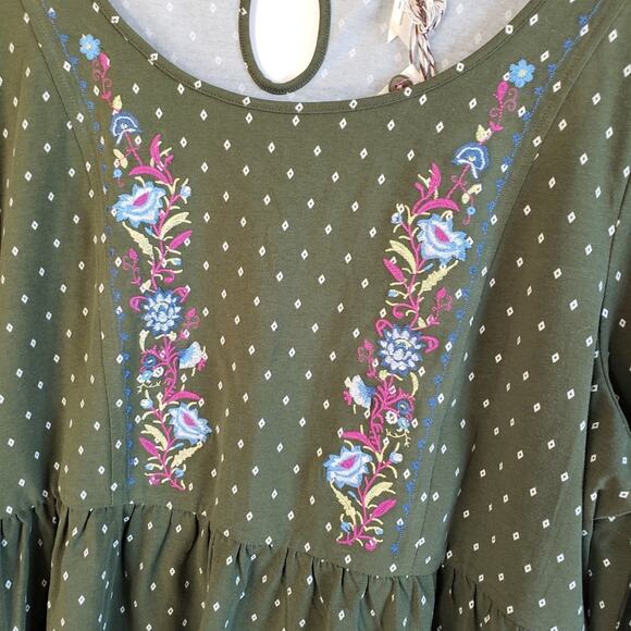 NWT Matilda Jane Plus Size Green Polka Dot Tunic - Picture 4 of 6